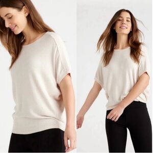 Quince NEW Dolman Brushed Soft Sweater Top Ivory